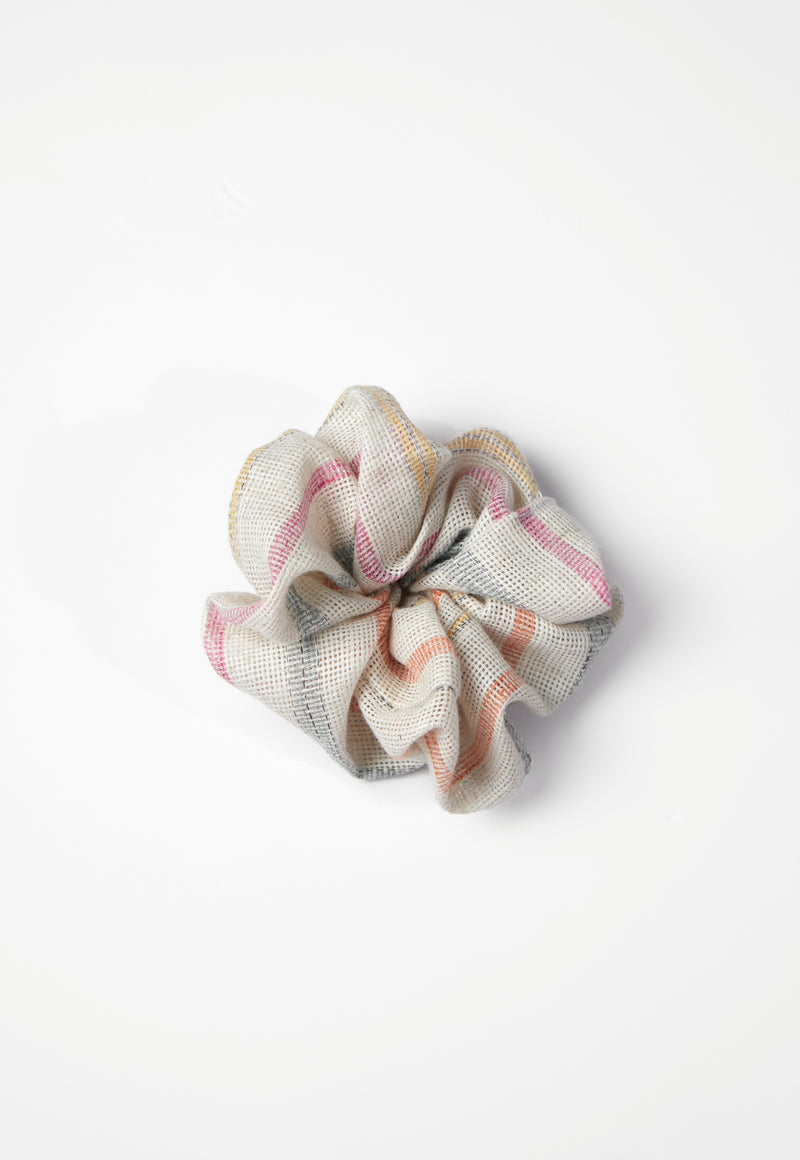 Striped linen dress  *with scrunchies*