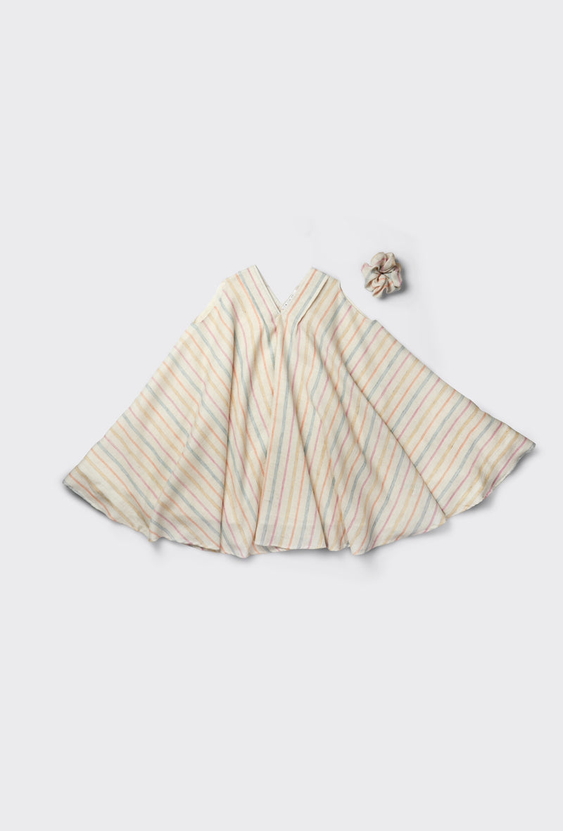 Striped linen dress  *with scrunchies*