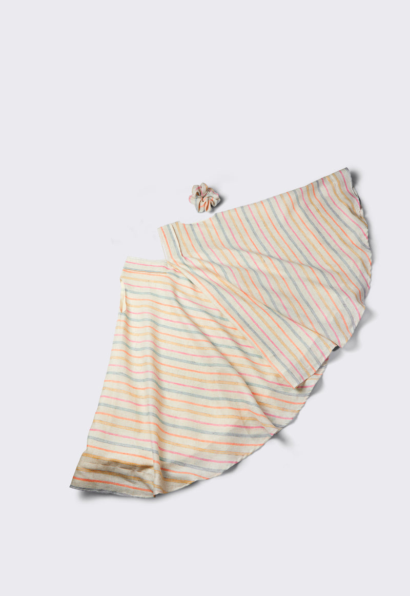 Striped linen dress  *with scrunchies*